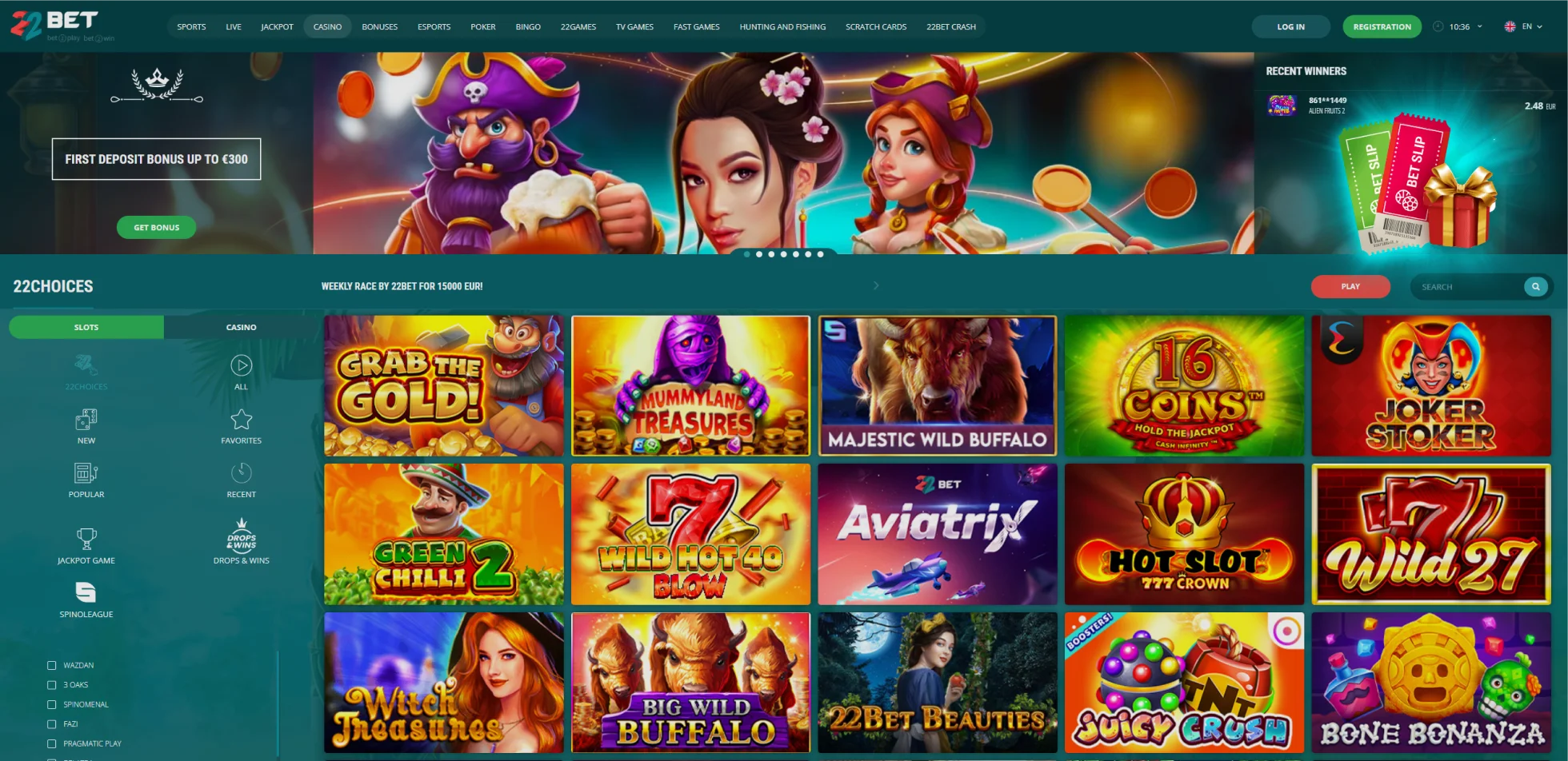 22Bet Casino Spiele